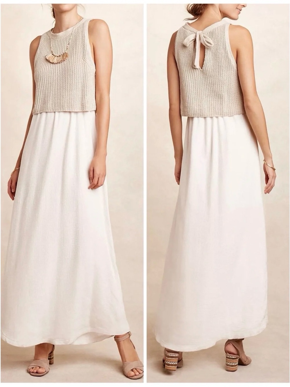 Anthropologie Moth Twofer Sweater Maxi Dress Neutral Size M